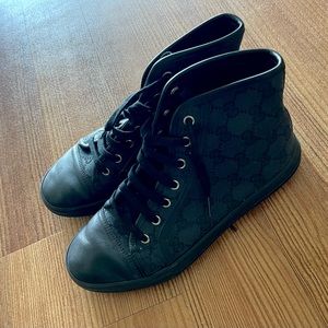 GUCCI Women’s Black Canvas & Leather High-Top Sneaker